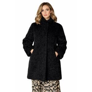 1950s–60s Vintage Persian Lamb Fur Coat Black Karakul Curly Fur Satin Lined M-L